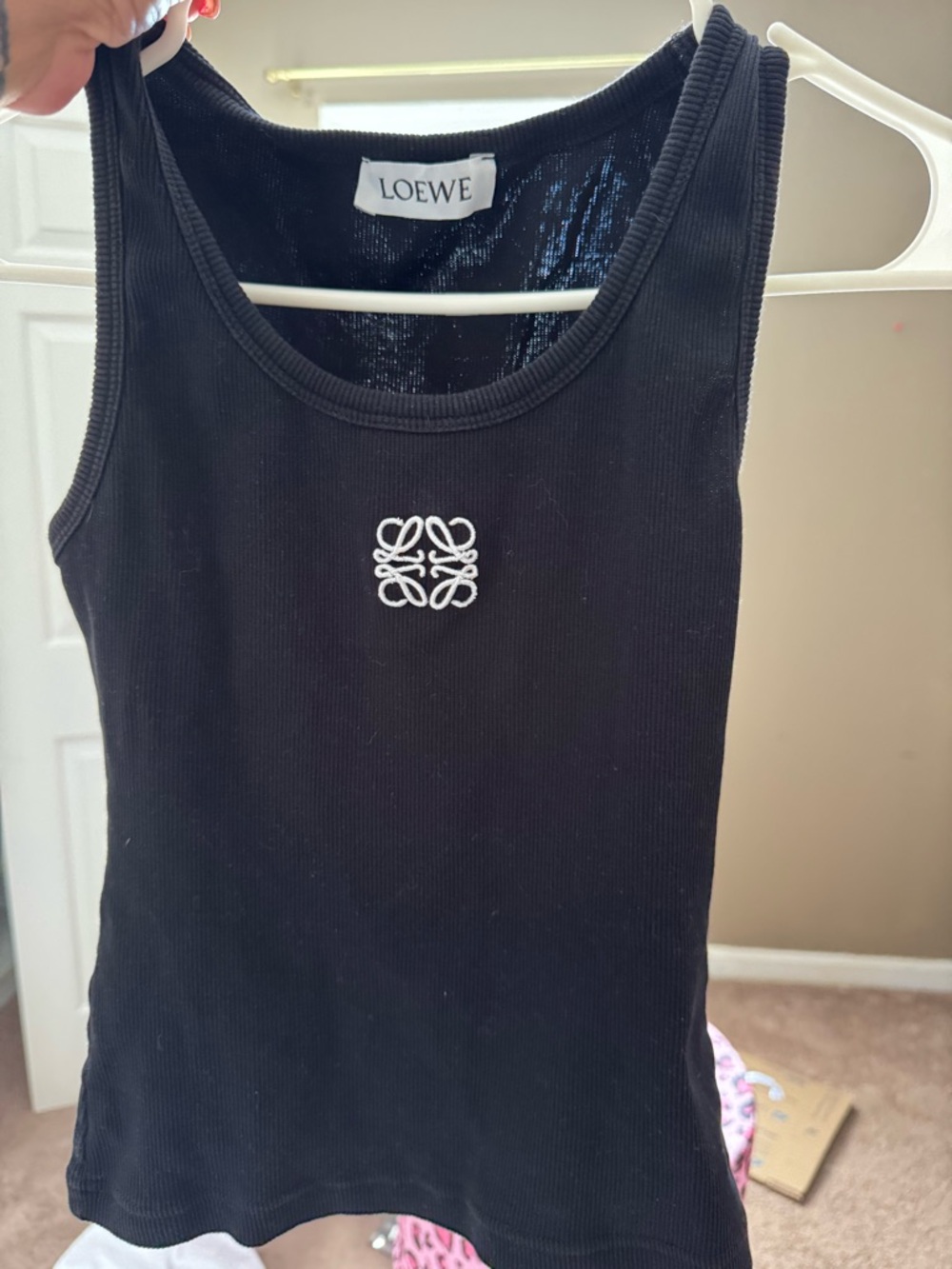 Loewe Black Ribbed Tank with White Anagram